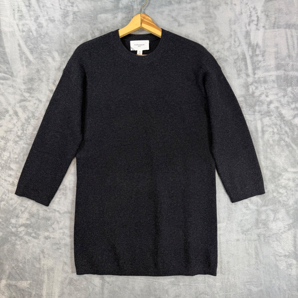 Pomander Place Knit Sweater Dress Womens Size XS Charcoal Gray Metallic